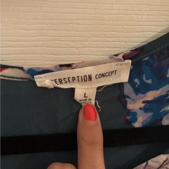 PerSeption Concept Teal Floral Blouse - Picture 2 of 3